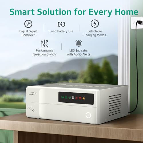Image of V-Guard Inverter & Battery Combo (750 Pure Sine Wave 650VA / 12V Inverter, VT 200 200Ah Tall Tubular Battery) for Home, Office & Shops