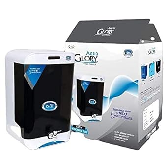 Aqua Glory stage Purification 14 Liter RO + UF + Active copper + TDS Control Water Purifier with Intelligent Disinfection UV LED in Tank Filter For Home Office Black