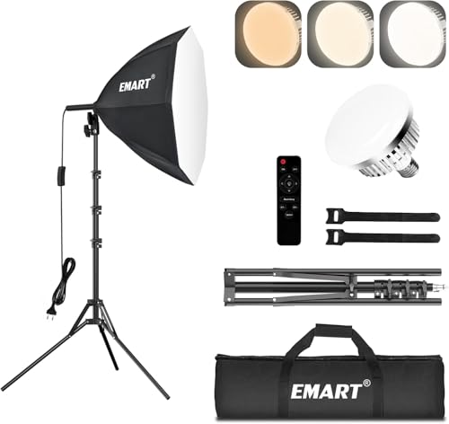 EMART Softbox Set Fotostudio 54cm Durchmesser Dimmbare LED Softboxen Beleuchtung Kit 85W Soft Box Set für Fotografie Video Studio Porträts Live-Streaming