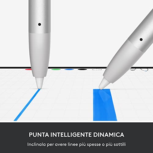 Logitech Crayon Matita Digitale Per Ipad, Con Porte Usb-C, Tecnologia Apple Pencil, Precisione Al Pixel Senza Latenza e Punta Intelligente Dinamica Ricarica Usb-C Rapida, 50 x 50 x 28 cm - Argento