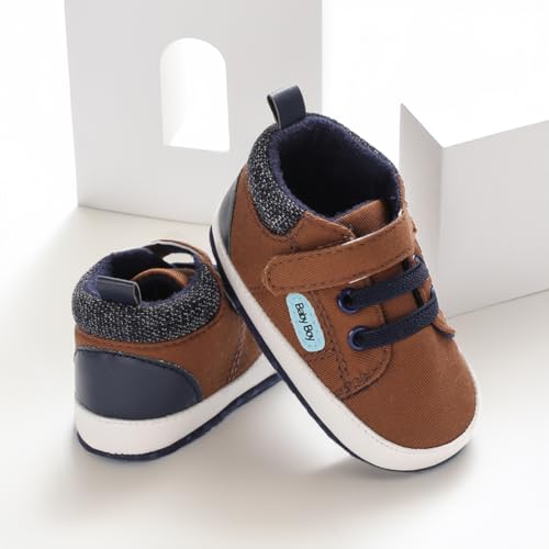 Image of CENCIRILY Baby Boys Girls High Top Sneakers Soft Soles Anti Skid Infant Ankle Shoes Toddler Prewalker First Walking Crib Shoes