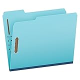 Globe-Weis/Pendaflex Pressboard File Folder with 2 Fasteners, 1 Inch Expansion, 1/3 Tabs, Letter Size, 25-Pack, Blue, (615F21-3BLU)