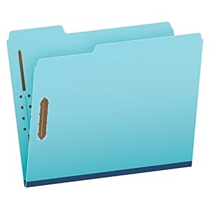 Pendaflex Pressboard Fastener Folders, Letter Size, Light Blue, 1″ Expansion, 1/3 Cut, 25/BX (615F21-3BLU)