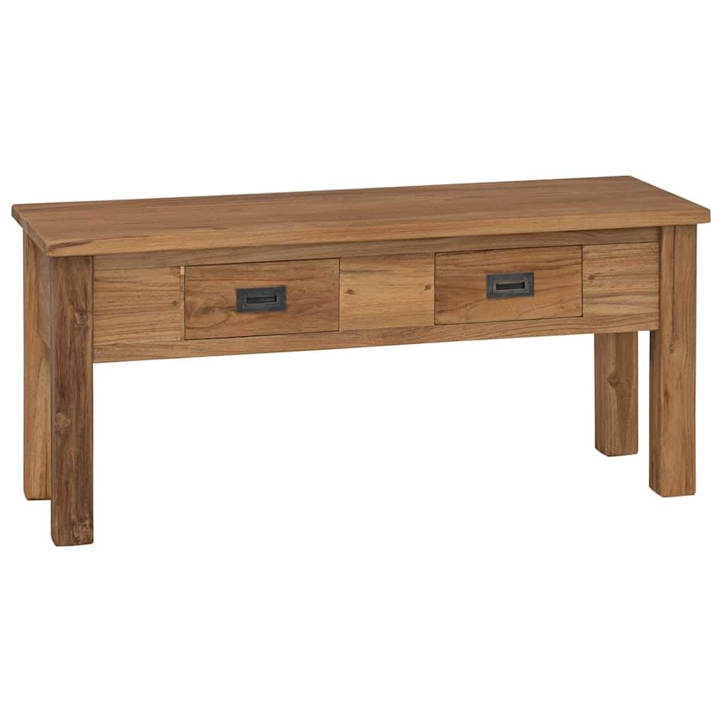 Table TV avec 2 tiroirs en bois massif pour petit salon et couloir