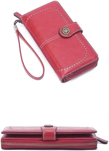 Civilizek/Beyonddraw Women's Fashion Zipper Wallet, Large Capacity Leather Clutch Purse (Orange)2