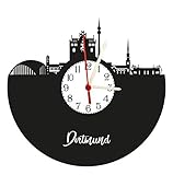 Wanduhr, Schallplattenuhr mit Quarzwerk, Dortmund Skyline mit Zifferblatt