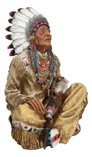 Figura Jefe Indígena Nativo Americano con Pipa de la Paz miniatura 6