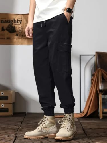 Image of Leriya Fashion Men's Cargo Pants | 6 Pocket Cotton Cargo Joggers for Men | Loose Fit Stylish Pant with Pockets | Casual Baggy Trousers & Streetwear Lower