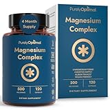 Purely Optimal Magnesium Complex - 6 Forms Magnesium Glycinate, Citrate & Malate - Sleep Support, Stress Relief, Muscles, Heart Health & Relaxation - Magnesium Supplement for Women & Men, 120 Caps