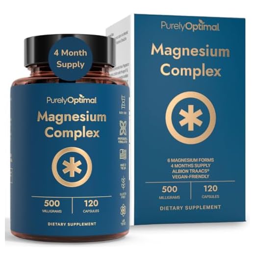 Purely Optimal Magnesium Complex Supplement - Citrate, Malate, Taurate, Oxide, Bisglycinate Chelate, Aspartate 500mg - for Sleep, Leg Cramps, Muscle, Heart - Max Absorption, Gluten-Free 120 Caps