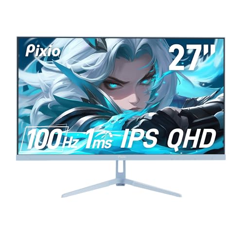 Image of Pixio Two PX275 Wave Blue 27 inch 100Hz Refresh Rate QHD 1440p Resolution IPS Panel 1ms MPRT Response Time Gaming Monitor and PS1D Wave Blue Dual Monitor Arm - Fits up to 32 inches and 19.8lbs