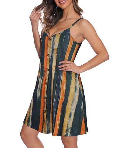 Image of JOELLYUS Summer Dresses for Women Spaghetti Strap Button Down Casual Sundress Beach Cover Up Dress with Pockets 2026