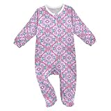 Emelivor White Floral Baby Newborn One-Piece Clothes Cotton Infant Footed Pjs for Girls Boys