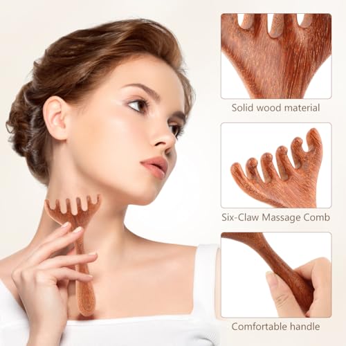 Peine masajeador de cuero cabelludo de madera, pack de 2 miniatura 6