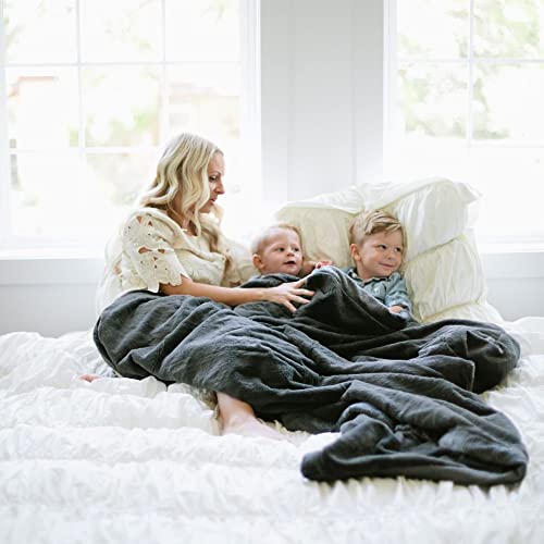 SARANONI Oversized Super Soft Comfy Lush 60\" x 80\" Adult Extra Large Blanket, (Charcoal)