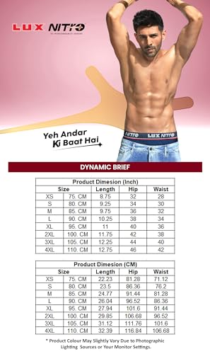 Image of Lux Nitro Men's Brief | 100% Combed Cotton | Super Soft Outer Waistband | Breathable & Everyday Comfort Pack of 4