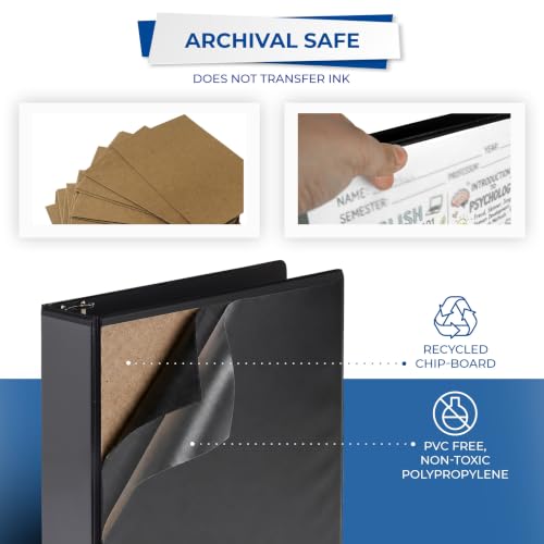 Image of Samsill Durable 2 inch 3 Ring Binder, D Ring Binder, 100% Recycled Chipboard, Black, 12 Pack
