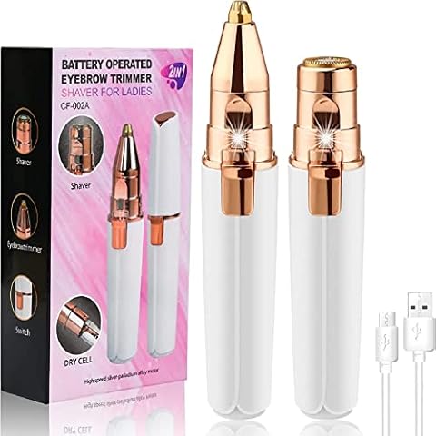 Facial Hair Remover for Women,2 in 1 Eyebrow Trimmer,Rechargeable Lady Shavers,Facial Epilator,Eyebrow Epilator Pen,Ladies Nose Hair Trimmer,Upper Lip Hair Remover,Face Shavers,Eyebrow Trimmer Women Cover