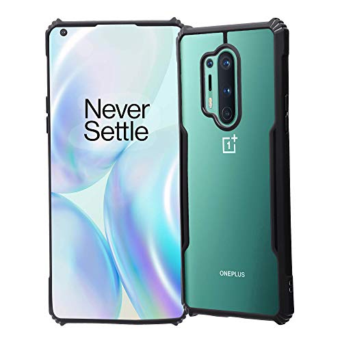 Image of LIRAMARK Transparent Clear Shock Proof Back Cover Case Designed for OnePlus 8 Pro / 1+8 Pro (Black)