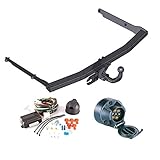 Taglio paraurti: sì. Gancio di traino con fascio a 7 poli  Ford Focus II Hatchback / Ford C-Max dal 2004 al 2011  collo di cigno smontabile con strumento