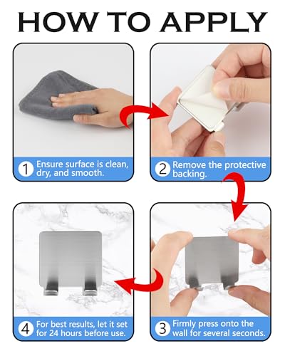 Acual Rasierer Halterung Dusche, 4 Stück Edelstahl Rasierer Halter,Silber Rasierhalter Dusche Ohne Bohren, Selbstklebende Rasierer Aufhänger Dusche Geeignet für Tür Wand Badezimmer, Küche