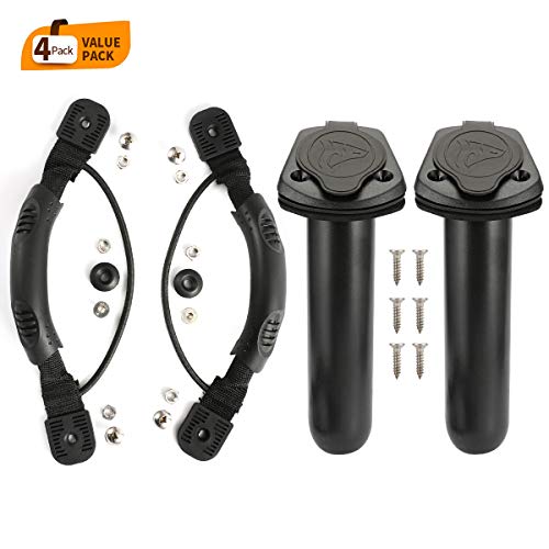 Anndason 2 Pcs Kayak Deck Fishing Boat Rod Holders and Cap Cover,and 2
