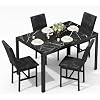 AWQM Products 5-Piece Marble Dining Set, Modern Kitchen Table and Chairs for Dining Room, Compact Space Saving Furniture, Dinette, 4 Upholstered Velvet Chairs - Black