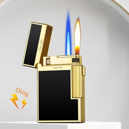 Encendedor doble llama a butano metálico portátil miniatura 3