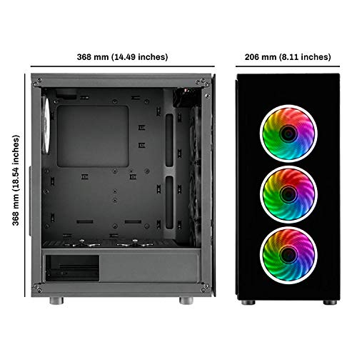 Gabinete para PC FSP ATX Mid Tower para juegos | 2 paneles de vidrio templado, 4 ventiladores RGB direccionables (CMT340) miniatura 3