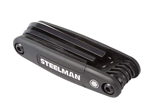 Image of Steelman Portable Folding Hex Key Wrench Metric Multi-Tool, Set Includes 1.5, 2, 2.5, 3, 4, 5, 6, and 8mm Sizes, Chamfered Ends, Steel, Corrosion-Resistant Black Oxide Coating