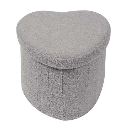 Image of B FSOBEIIALEO Storage Ottoman Heart Shaped Ottoman with Storage, Grey