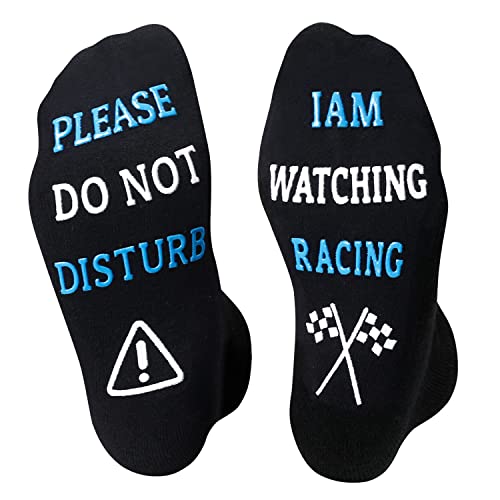 HAPPYPOP Please Do Not Disturb I m Watching Racing Socks- Funny Saying Nascar Formula 1 Racing Gift for Car Lover