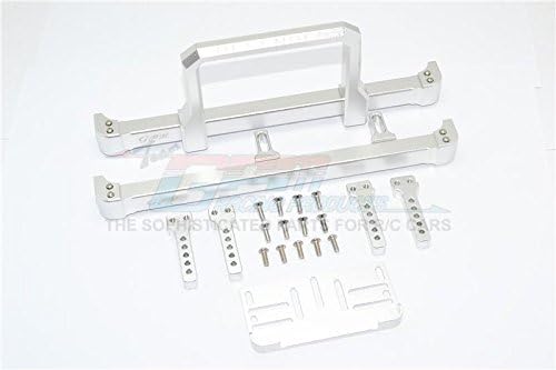 GPM For Traxxas TRX-4 Trail Defender Crawler Upgrade Parts Aluminum Front & Rear Bumper With Winch Plate (On-Road Street Fighter) - 1 Set Silver