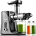 AMZCHEF Entsafter Slow Juicer leistungsstarker Entsafter für Obst und Gemüse mit 2 Geschwindigkeitsmodi, 2 Reiseflaschen (500 ml), LED-Anzeige, Reinigungsbürste und Ruhiger Motor (Grau)