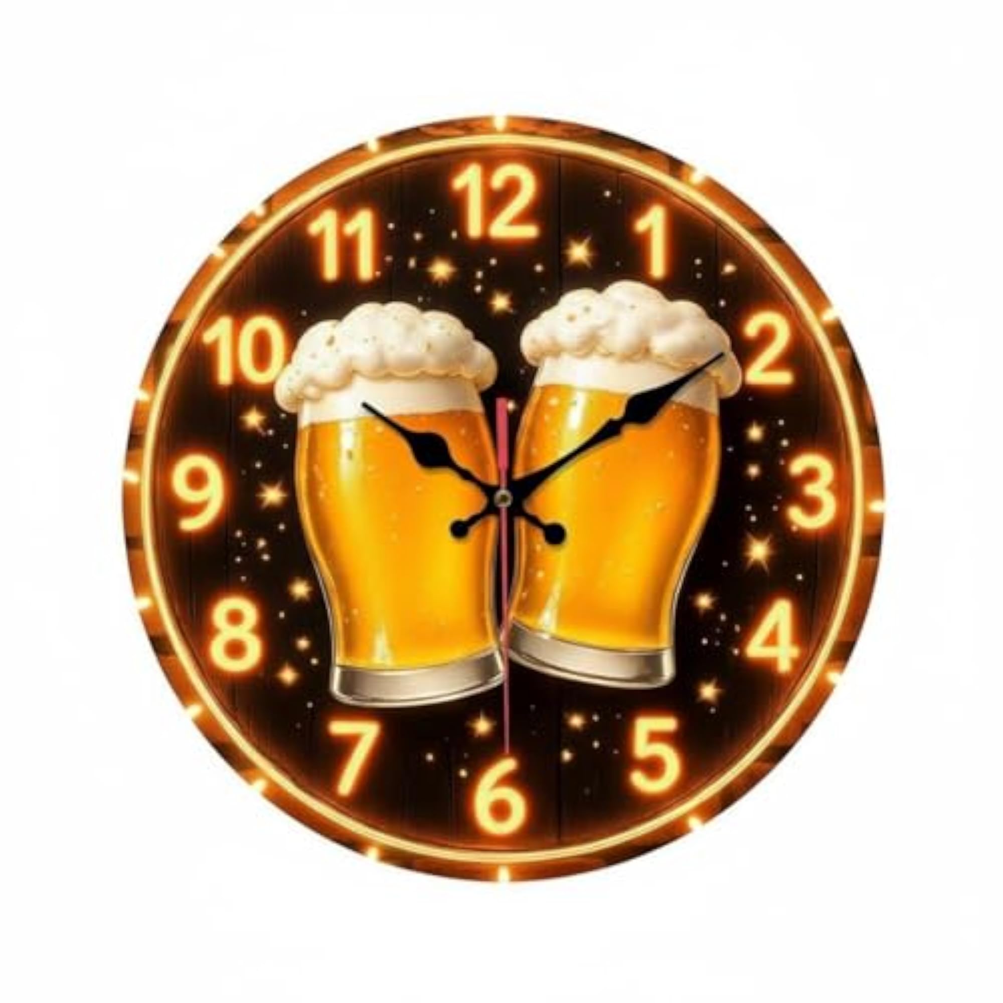 Beer Mug Wall Clock Noiseless for Pub and Game Room