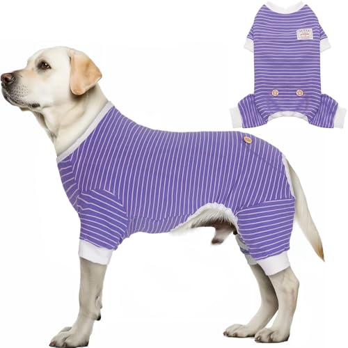 KYEESE Striped Dog Pajamas for Medium Large Dog Stretchy Onesie Daily Wear