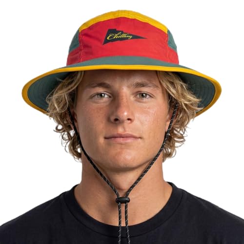 Image of Color-Blocked Fisherman Style Sun Hat for Outdoor Camping, Surfing & Vacations - Wide Brim, UV Protective, Anti-Slip