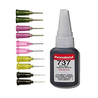 Permabond 737 Instant Adhesive-Black Magic Toughened & Flexible Temp-Resistant Gel-Gap Filling 1 Ounce Bottle + Tips