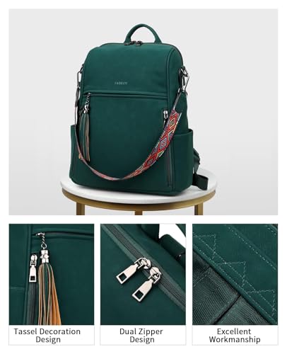 Image of FADEON Leather Backpack Purse for Women Designer Travel Backpack Purses PU Fashion Ladies Shoulder Bag with Tassel