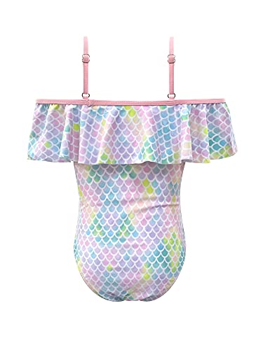 Image of SHEKINI Girls Scoop Neck Bathing Suits Ruffle One Piece Swimsuits Cute Beach Sport Swimwear