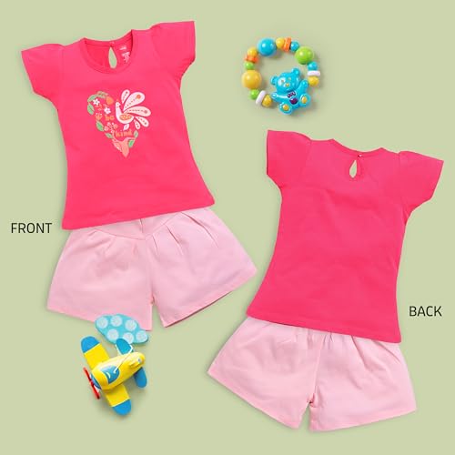 Image of LuvLap Baby Girls Regular Fit 100% Cotton Half Sleeves Girls Top CoSet Pack of 3