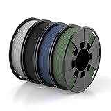 BOSOKU PLA 3D Printer Filament Matte Black/Blue/Green/Grey PLA Filament 1.75mm Dimensional Accuracy +/-0.02mm, 4 Assorted Colors, 4 Spools
