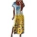 AMhomely Robes d'été pour femme - Imprimé floral bohème - Col rond - Manches courtes - Tunique vintage - Pour sortir, longueur cheville, Jaune (02), XXL