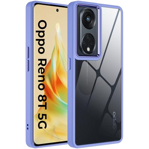 Image of A rtistque Frosted Translucent Back Cover Case for Oppo Reno 8T 5G | Chrome Ring Design | Premium Matte Finish | Shockproof TPU | Slim Protective Design | Oppo Reno 8T Back Cover - Purple