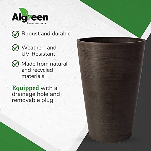 Algreen Valencia Round Planter Pot, 12.25 By 18-Inch, Textured Brown #TOP3