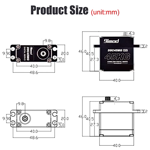 9Imod 45Kg High Torque Servo,Waterproof Servo Motors,Metal Gear Coreless Servo,8.4V Hv Digital Servo,Full Aluminum Case For Rc Servo 1/10 1/8 Crawler Car #TOP4