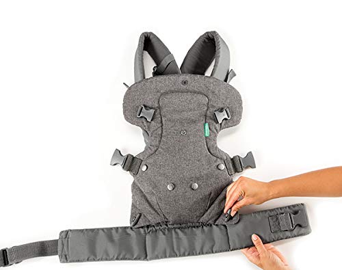 Infantino Flip Advanced 4-in-1 Carrier with Bib - Ergonomic, Convertible, Face-in and Face-out Front and Back Carry for Newborns and Older Babies, 8-32 lbs / 3.6-14.5 kg, Gris avec plastron vert