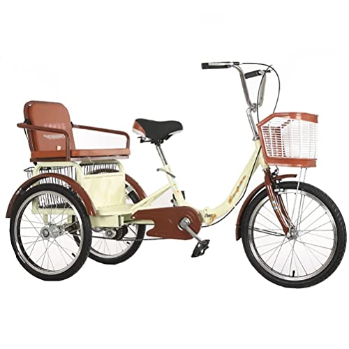 AYCDL Tricycle for Adults Adult 3 Wheel Bike 20 Inch 3 Cruiser with Front Suspension Fork Front Disc Brake Large Basket for Recreation Shopping