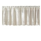 Generisch Kurze Vorhänge Baumwollvorhang im Landhausstil, Elegante Fensterdekoration mit floraler Spitze, weiß, kurz, for Küche, Schlafzimmer, Bücherregal(W250xH110cm)