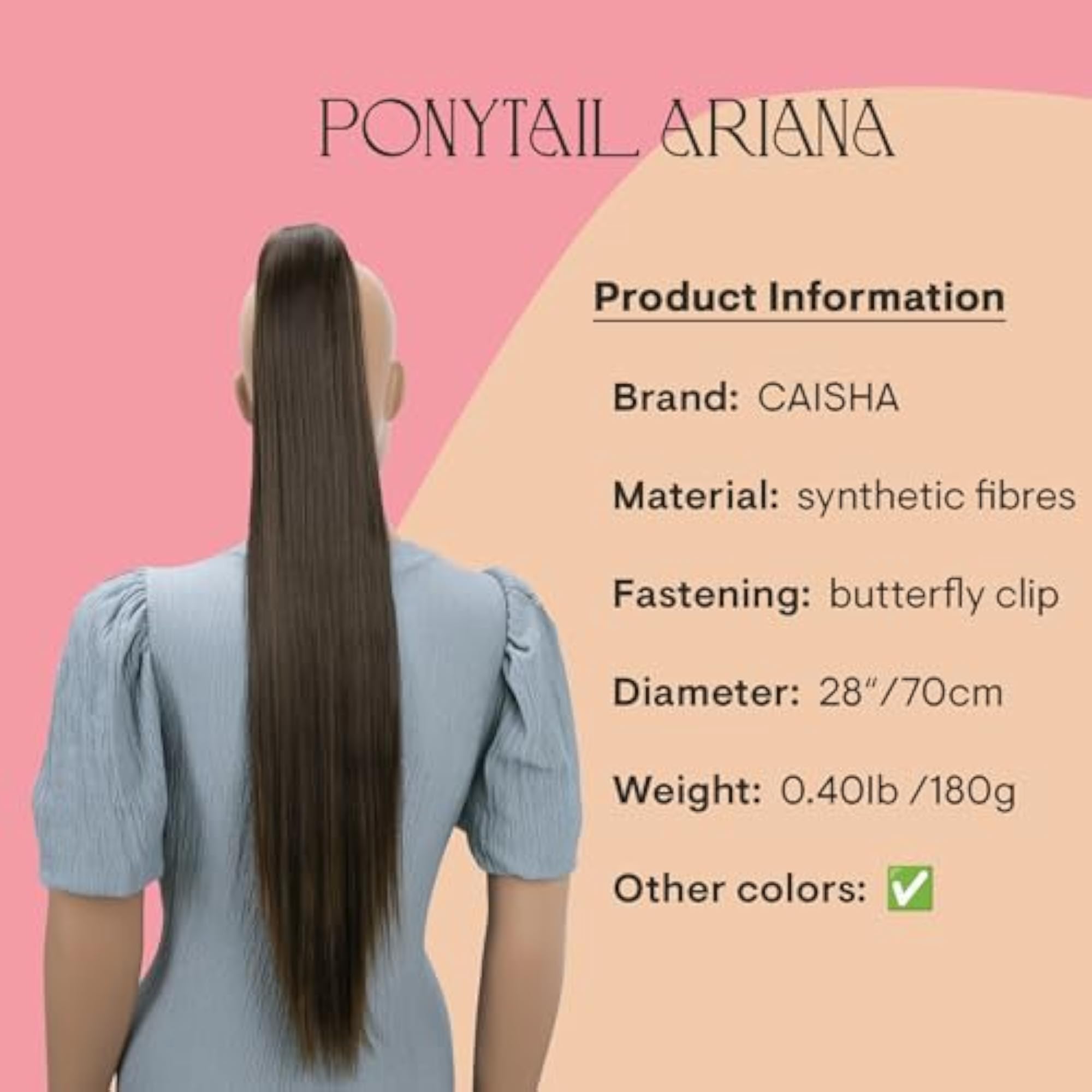 27" Brown Ponytail Clip On Hair Extension